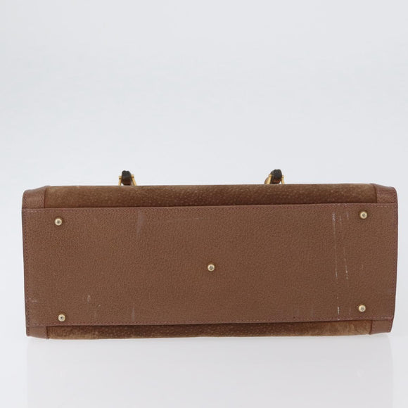 GUCCI Bamboo Hand Bag Suede Brown Gold 002 1095 0260 Auth ep13552