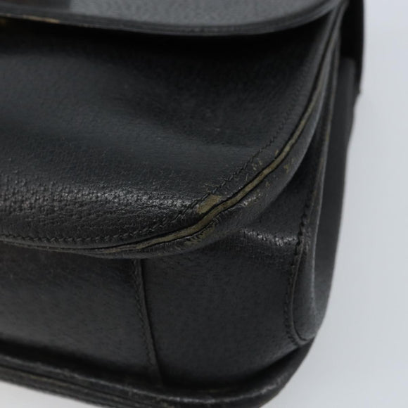 GUCCI Bambus Handtasche Leder Schwarz Gold Auth ep13556
