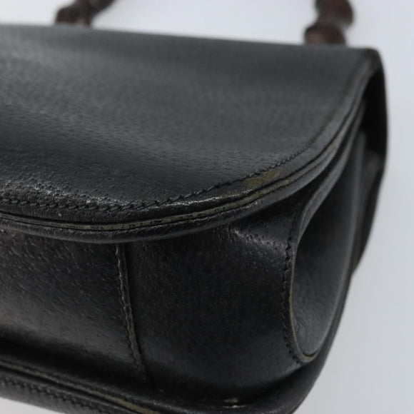GUCCI Bambus Handtasche Leder Schwarz Gold Auth ep13556
