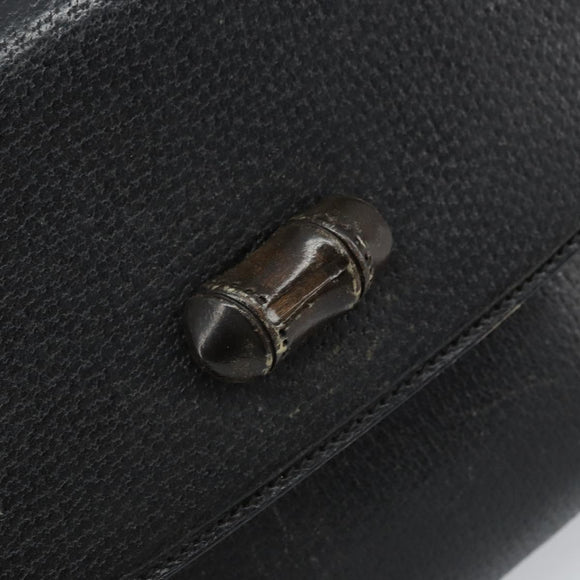 GUCCI Bambus Handtasche Leder Schwarz Gold Auth ep13556