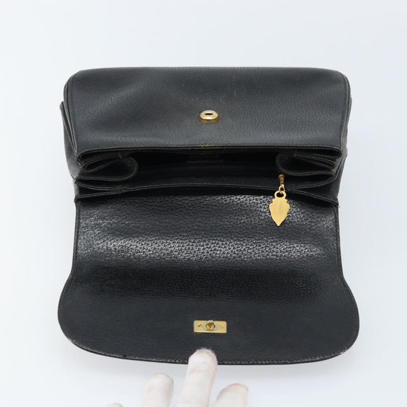 GUCCI Bambus Handtasche Leder Schwarz Gold Auth ep13556