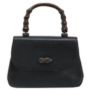 GUCCI Bambus Handtasche Leder Schwarz Gold Auth ep13556-13