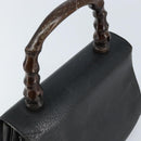 GUCCI Bambus Handtasche Leder Schwarz Gold Auth ep13556-6