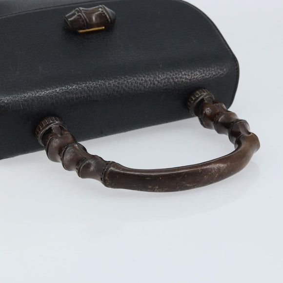 GUCCI Bambus Handtasche Leder Schwarz Gold Auth ep13556