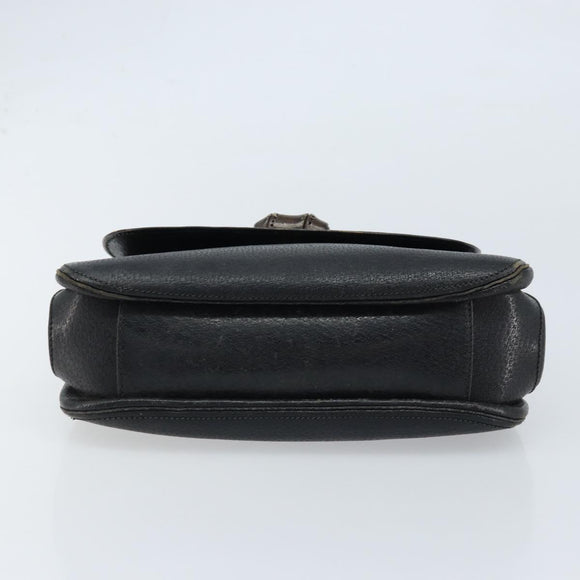 GUCCI Bambus Handtasche Leder Schwarz Gold Auth ep13556