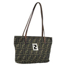 FENDI Zucca Canvas Tote Bag Brown Black Auth ep13557-1