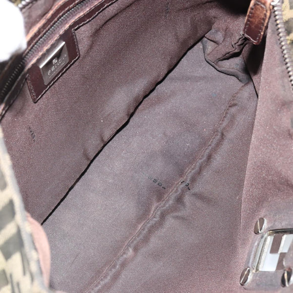 FENDI Zucca Canvas Tote Bag Brown Black Auth ep13557