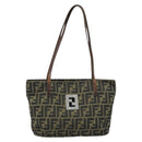 FENDI Zucca Canvas Tote Bag Brown Black Auth ep13557-13