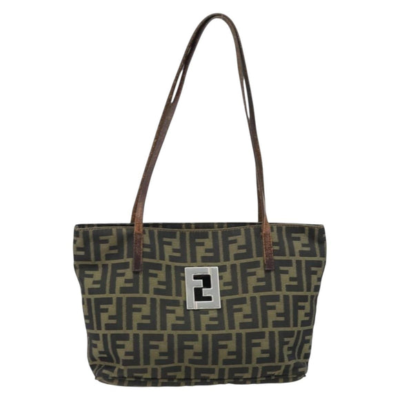 FENDI Zucca Canvas Tote Bag Brown Black Auth ep13557