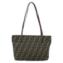 FENDI Zucca Canvas Tote Bag Brown Black Auth ep13557-2
