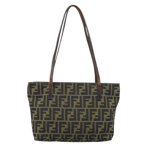 FENDI Zucca Canvas Tote Bag Brown Black Auth ep13557