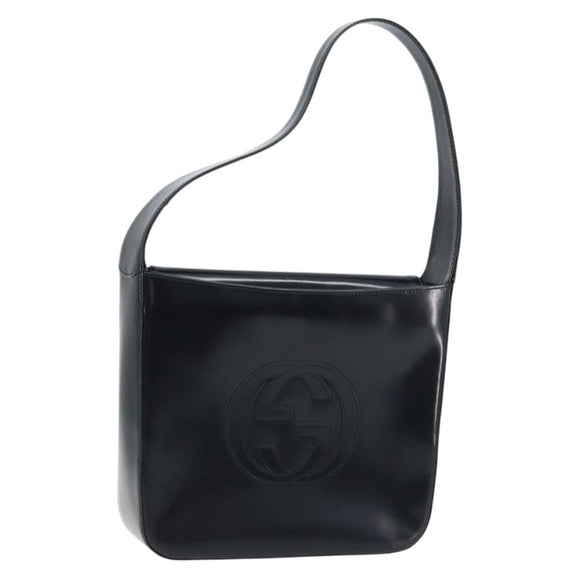 GUCCI Shoulder Bag Patent leather Black Silver 000 1186 0506 Auth ep13558
