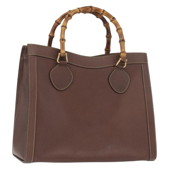 GUCCI Bamboo Hand Bag Leather Beige Gold 002 1186 0260 Auth ep13559