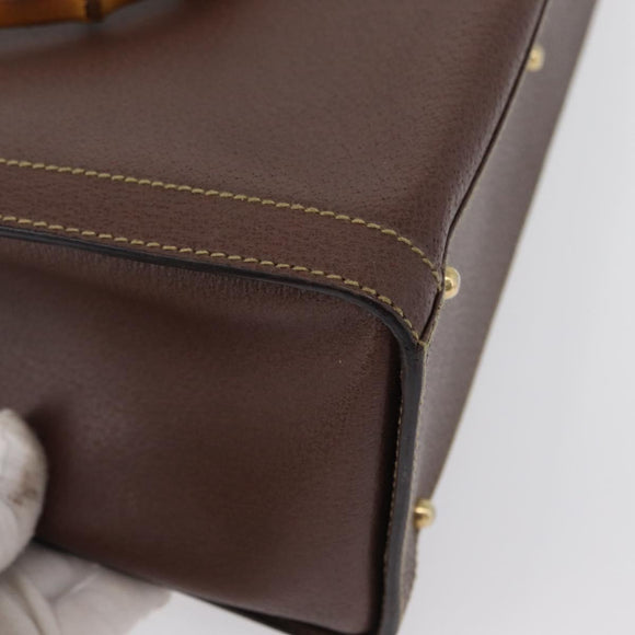 GUCCI Bamboo Hand Bag Leather Beige Gold 002 1186 0260 Auth ep13559