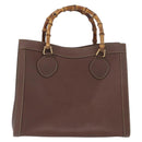 GUCCI Bamboo Hand Bag Leather Beige Gold 002 1186 0260 Auth ep13559-13