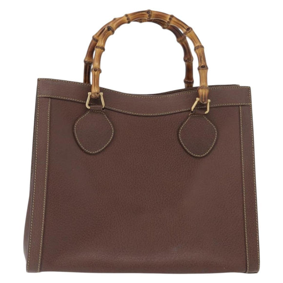 GUCCI Bamboo Hand Bag Leather Beige Gold 002 1186 0260 Auth ep13559