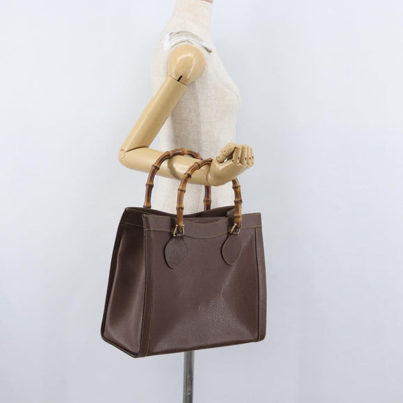 GUCCI Bamboo Hand Bag Leather Beige Gold 002 1186 0260 Auth ep13559