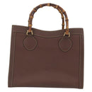 GUCCI Bamboo Hand Bag Leather Beige Gold 002 1186 0260 Auth ep13559-2