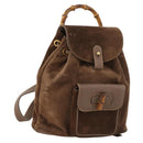 GUCCI Bamboo Backpack Suede Brown Gold 003 2058 0030 Auth ep13565-1