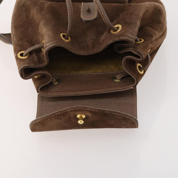 GUCCI Bamboo Backpack Suede Brown Gold 003 2058 0030 Auth ep13565