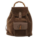 GUCCI Bamboo Backpack Suede Brown Gold 003 2058 0030 Auth ep13565-13
