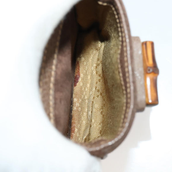GUCCI Bamboo Backpack Suede Brown Gold 003 2058 0030 Auth ep13565