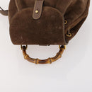 GUCCI Bamboo Backpack Suede Brown Gold 003 2058 0030 Auth ep13565-6