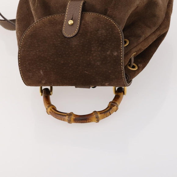 GUCCI Bamboo Backpack Suede Brown Gold 003 2058 0030 Auth ep13565