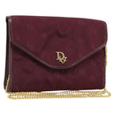 Christian Dior Chain Shoulder Bag Nylon Bordeaux Gold Auth ep13566-1