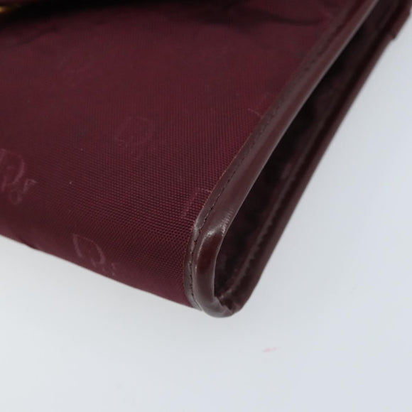 Christian Dior Chain Shoulder Bag Nylon Bordeaux Gold Auth ep13566