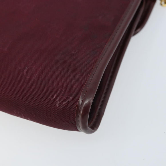 Christian Dior Chain Shoulder Bag Nylon Bordeaux Gold Auth ep13566