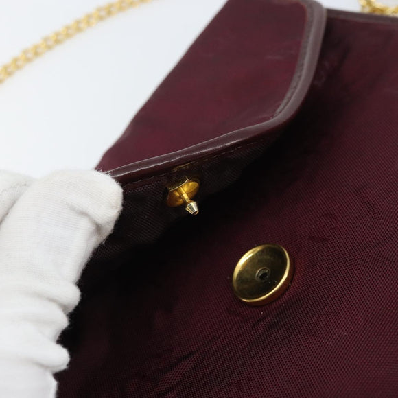 Christian Dior Chain Shoulder Bag Nylon Bordeaux Gold Auth ep13566