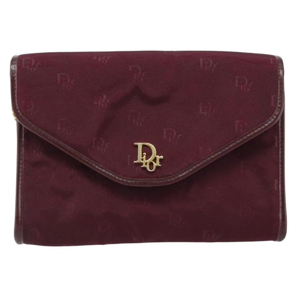 Christian Dior Chain Shoulder Bag Nylon Bordeaux Gold Auth ep13566