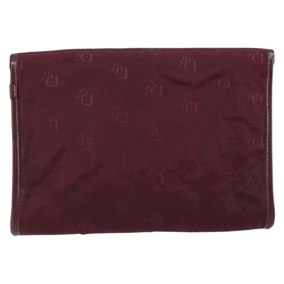 Christian Dior Chain Shoulder Bag Nylon Bordeaux Gold Auth ep13566
