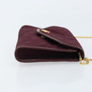 Christian Dior Chain Shoulder Bag Nylon Bordeaux Gold Auth ep13566-3