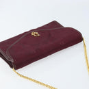 Christian Dior Chain Shoulder Bag Nylon Bordeaux Gold Auth ep13566-6