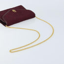 Christian Dior Chain Shoulder Bag Nylon Bordeaux Gold Auth ep13566-7