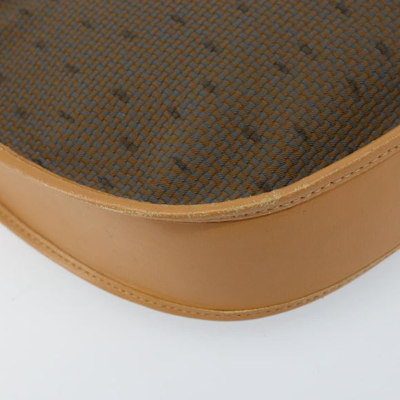 SAINT LAURENT Shoulder Bag PVC Canvas Beige Gold Auth ep13567