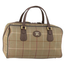 Burberrys Nova Check Boston Bag Canvas Leather Beige Gold Auth ep13568-1