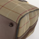 Burberrys Nova Check Boston Bag Canvas Leather Beige Gold Auth ep13568-9