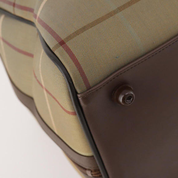 Burberrys Nova Check Boston Bag Canvas Leather Beige Gold Auth ep13568
