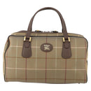 Burberrys Nova Check Boston Bag Canvas Leather Beige Gold Auth ep13568-13