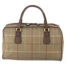 Burberrys Nova Check Boston Bag Canvas Leather Beige Gold Auth ep13568-2