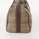 Burberrys Nova Check Boston Bag Canvas Leather Beige Gold Auth ep13568-3