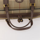 Burberrys Nova Check Boston Bag Canvas Leather Beige Gold Auth ep13568-7