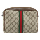 GUCCI GG Supreme Web Sherry Line Clutch Bag PVC Beige Gold Red Auth ep13569-13