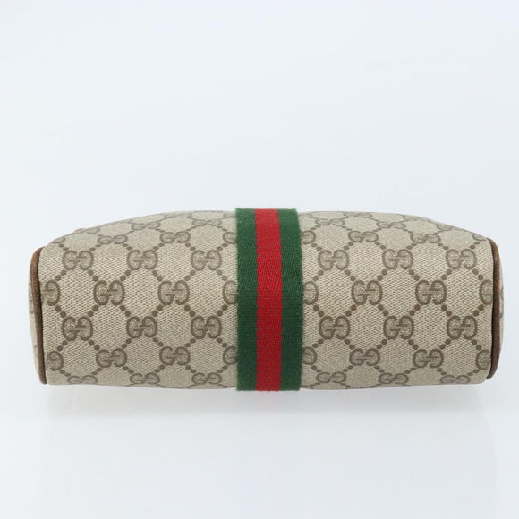 GUCCI GG Supreme Web Sherry Line Clutch Bag PVC Beige Gold Red Auth ep13569
