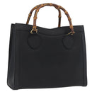 GUCCI Bamboo Hand Bag Leather Black Gold 002 1186 0260 Auth ep13570-1