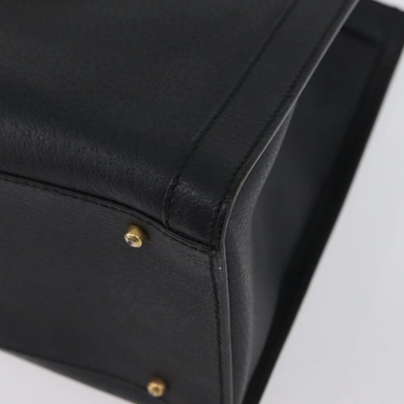 GUCCI Bamboo Hand Bag Leather Black Gold 002 1186 0260 Auth ep13570