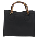 GUCCI Bamboo Hand Bag Leather Black Gold 002 1186 0260 Auth ep13570-3